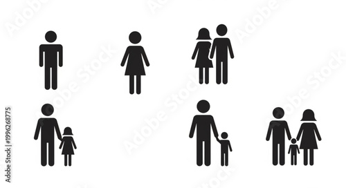 Family Icons Representing Different Family Structures and Relationships.