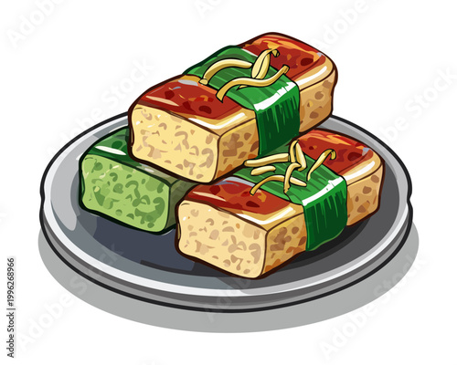Принти на полотні A plate of traditional cake with chewy texture and a sweet flavor that is very e