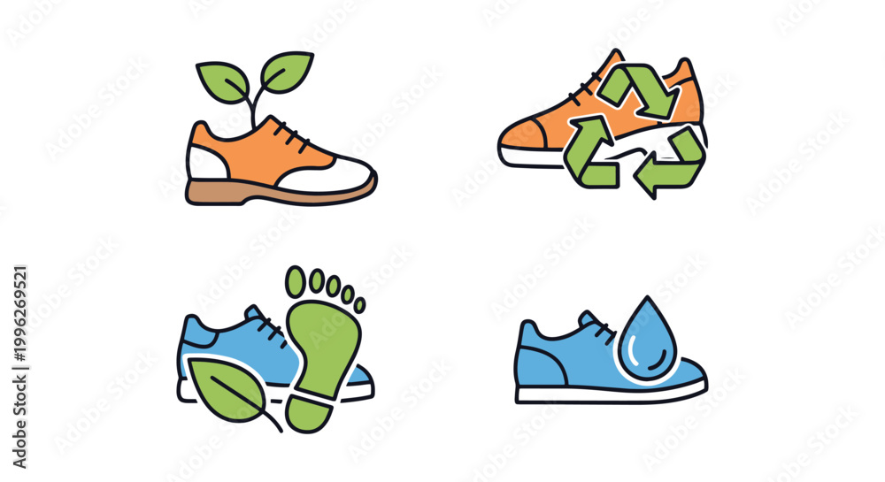 Fototapeta premium Sustainable Shoes Line art simple abstract shape vector