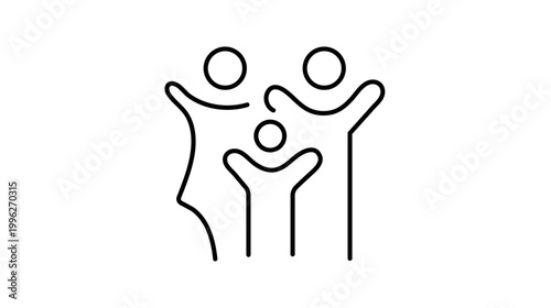 Family icon. society symbol. father, mother, child sign. family png and vector illustration on transparent background
