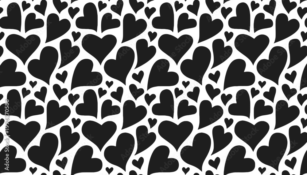 Fototapeta premium Heart icon set with black silhouettes on a white background