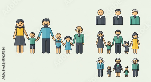 Diverse Family Groups Representing Different Generations and Lifestyles.