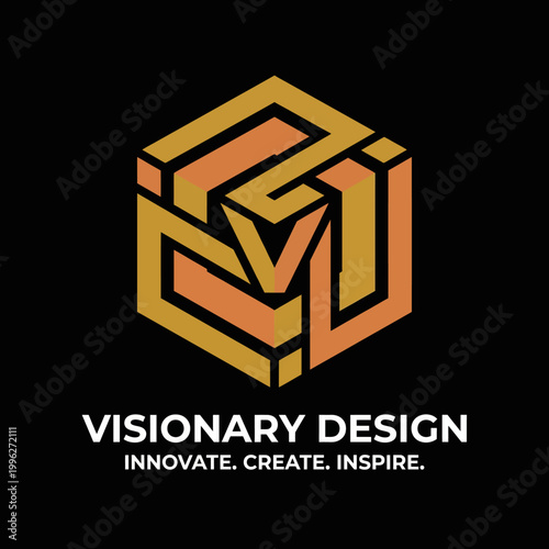 This intricate logo design utilizes geometric shapes and a vibrant color palette to represent a creative design firm focused on innovation and artistry.