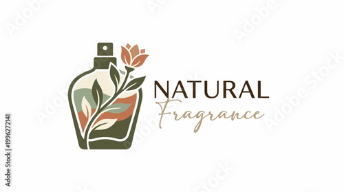 A beautifully illustrated fragrance bottle adorned with delicate floral elements, representing a blend of nature and elegance for a premium scent brand.