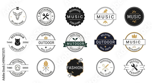 Collection of Circular Vintage Badges and Emblems.