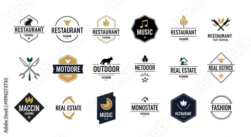 Collection of diverse business logos and emblems.
