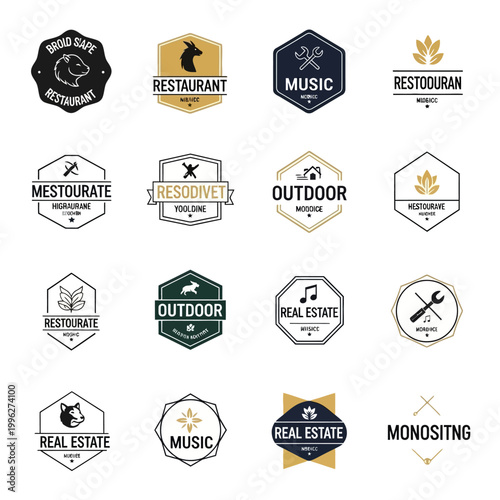 Collection of Diverse Emblematic Logos for Various Businesses and Concepts.