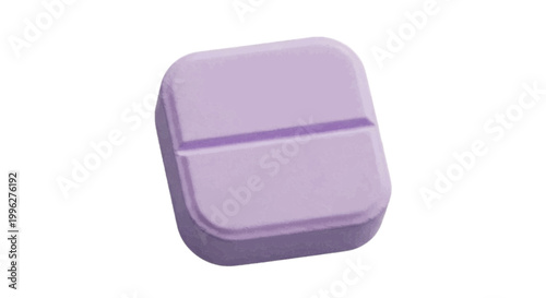 Vector illustration of purple square pill with a score line on a transparent background