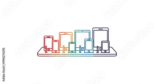 Tech organizer Line art vector abstract colorful shapes illustration