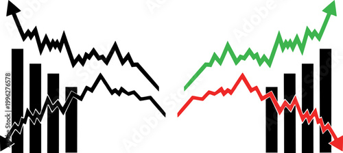 Financial chart silhouette market trends and investment performance analysis