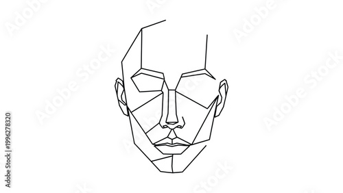 Geometric polygonal line art face portrait.