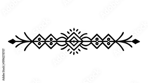 Black Geometric Tribal Divider - Ornate Decorative Border