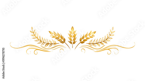 Golden Wheat Ears Ornament Divider - Vintage Harvest Border