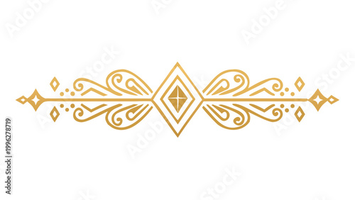 Golden Scrollwork Diamond Divider - Vintage Decorative Border