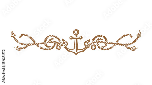 Brown Nautical Anchor Rope Divider - Classic Maritime Ornament