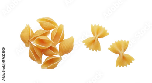 Vector illustration of conchiglie and farfalle pasta shapes on a transparent background