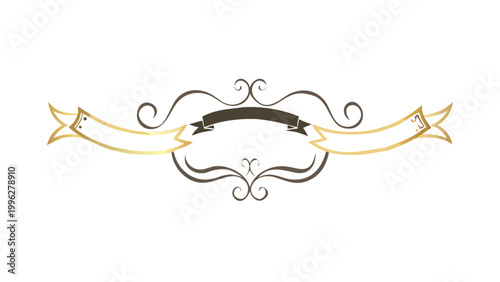 Golden Scroll Banner Divider - Elegant Decorative Border