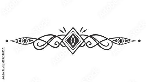 Black Geometric Filigree Divider - Modern Decorative Border