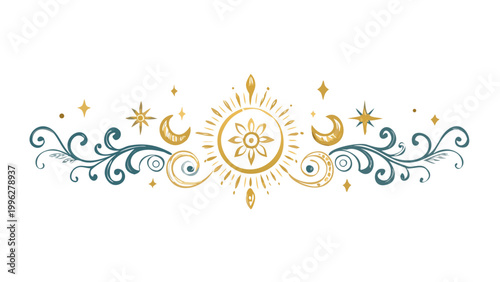 Celestial Star Moon Divider - Elegant Decorative Border