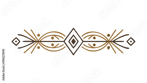 Beige Brown Geometric Filigree Divider - Elegant Ethnic Border