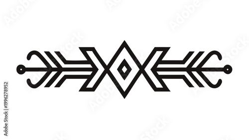 Black Ornate Tribal Divider - Ethnic Decorative Border