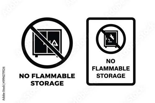 No Flammable Storage Sign Silhouette Vector Illustration