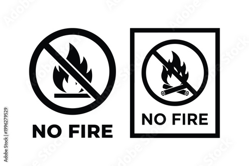 No Fire Warning Sign Silhouette Vector Icon