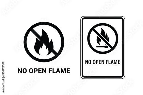 No Open Flame Sign Silhouette Vector Graphic