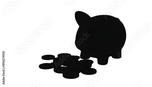 Piggy bank sits beside a pile of metal coins to illustrate the concept of personal financial savings.