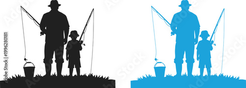 Celebrating fathers day a loving dad and child fishing silhouette perfect papa gift idea