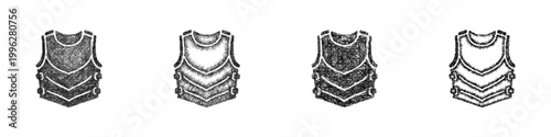 Sketch breastplate icon design set
