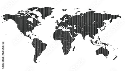 World map silhouette displays global connectivity and international business relations on white background.