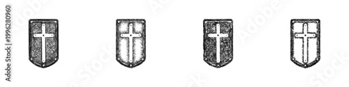 Fotografía Sketch tower shield icon design set