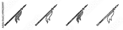 Sketch jousting lance icon design set
