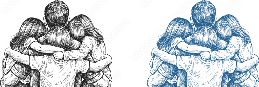 Fototapeta premium Heartfelt fathers day tribute celebrating dad and papa with a sketch of a loving father and child