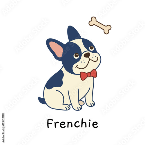 This adorable illustration of a French Bulldog puppy showcases a playful character design, embodying joy and cuteness that can capture hearts and bring smiles to anyone.