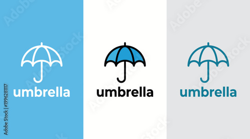 This sleek and minimalistic umbrella logo design utilizes vibrant colors to represent weather services, showcasing a professional yet approachable branding style.
