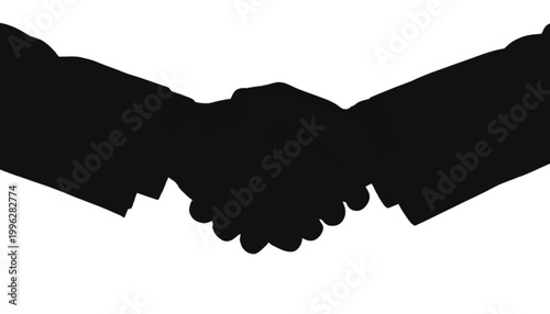 Handshake silhouette represents a formal agreement between two professionals in a business environment.