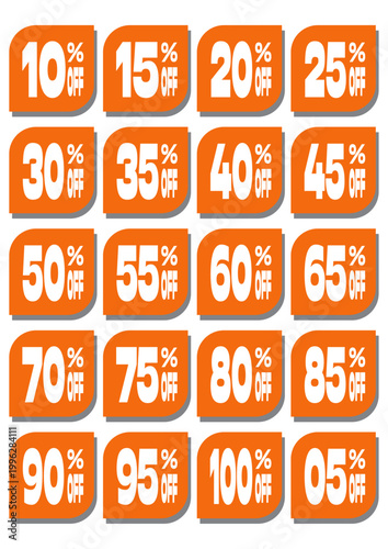 Kit Números em Brancos fundo laranjas promoção % OFF.ai