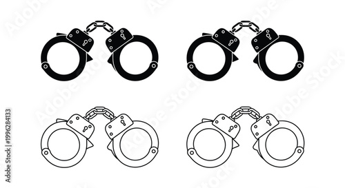 Cuadro en lienzo Black and white handcuffs depicted in a stark outline silhouette