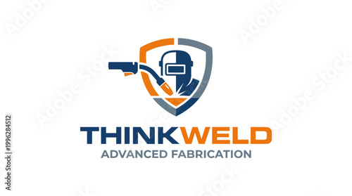 This logo showcases a welder silhouette and welding torch within a badge, symbolizing protection and professionalism in advanced fabrication services for industries and crafts.