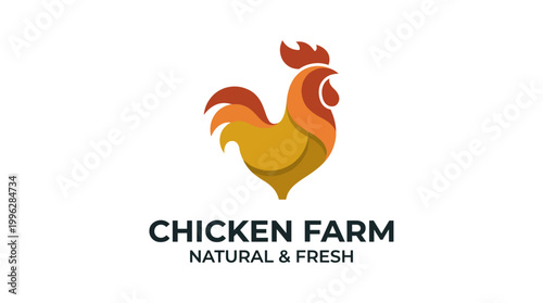 This vibrant logo features a stylized chicken, representing natural freshness and quality, ideal for branding a farm or poultry related business effectively.