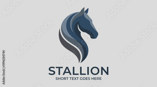 The 'Stallion' logo features a stylish horse silhouette, embodying strength and grace, perfect for brands related to equestrian activities or horse management.