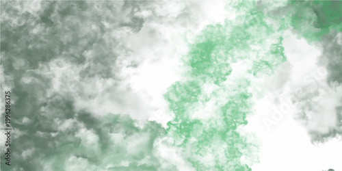Abstract cloudscape with green and gray smoky effect art and natural vapor formation.