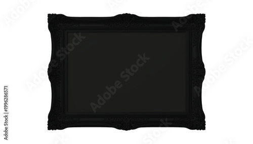 Frame displays an elegant carved border design that surrounds a dark rectangular central display area.