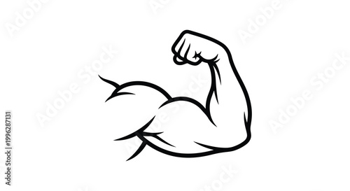 Black and white illustration of a flexed bicep muscle showing strength
