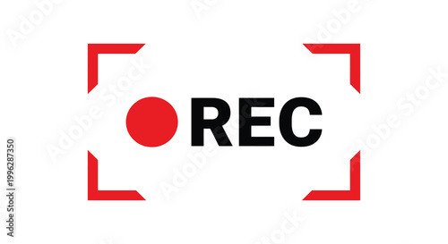 Red recording indicator with the letters rec inside a frame