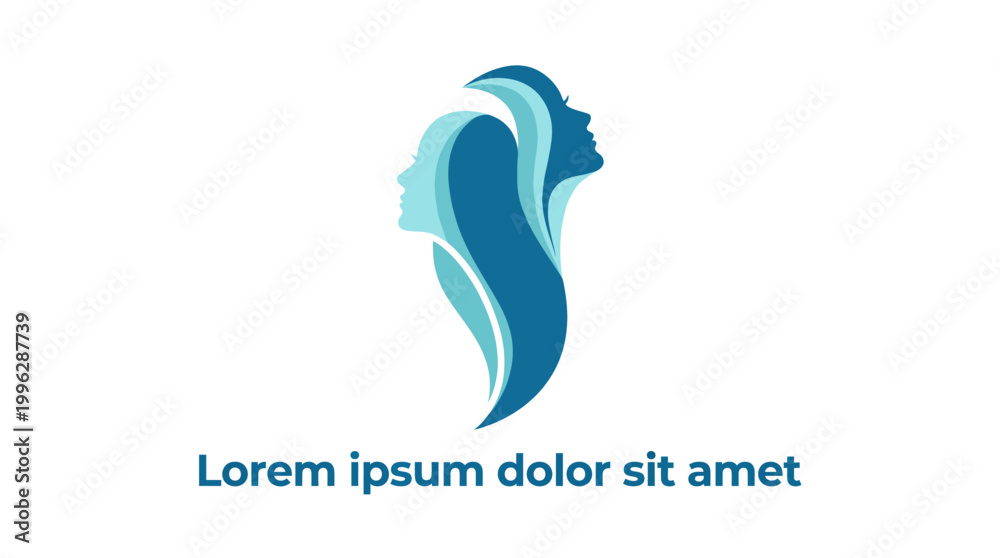 Obraz premium A sophisticated logo representing femininity and elegance, illustrated through flowing hair silhouettes, perfect for beauty, fashion, or wellness brands focusing on women.
