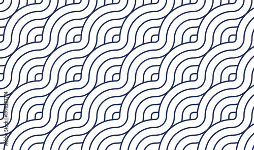 Interlocking chain pattern with navy blue lines on white background high-quality professional detailed modern 