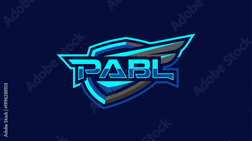 An eye-catching logo featuring a dynamic shield with futuristic elements, ideal for representing a modern brand focused on technology and agility.